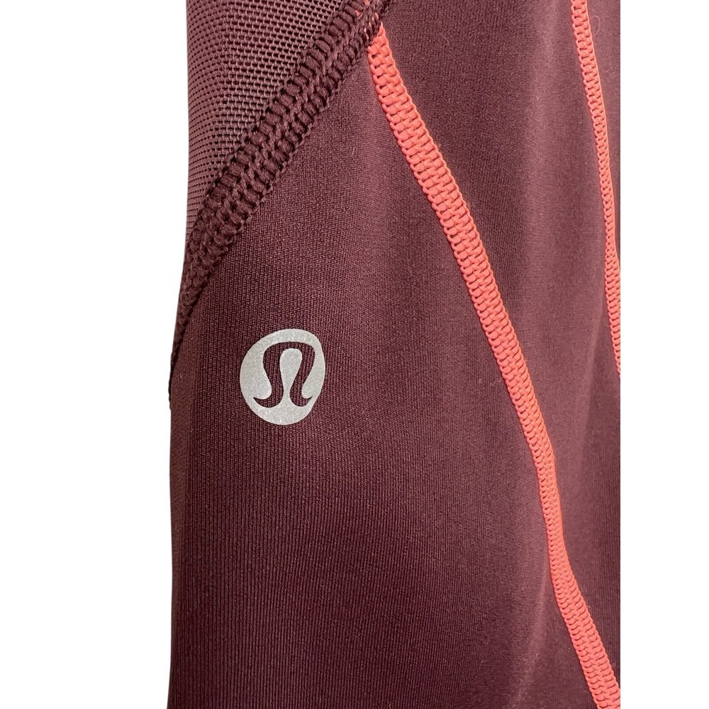 Lululemon Burgundy Mesh Panel High Rise Crop‎ Athletic Leggings Womens Size 6